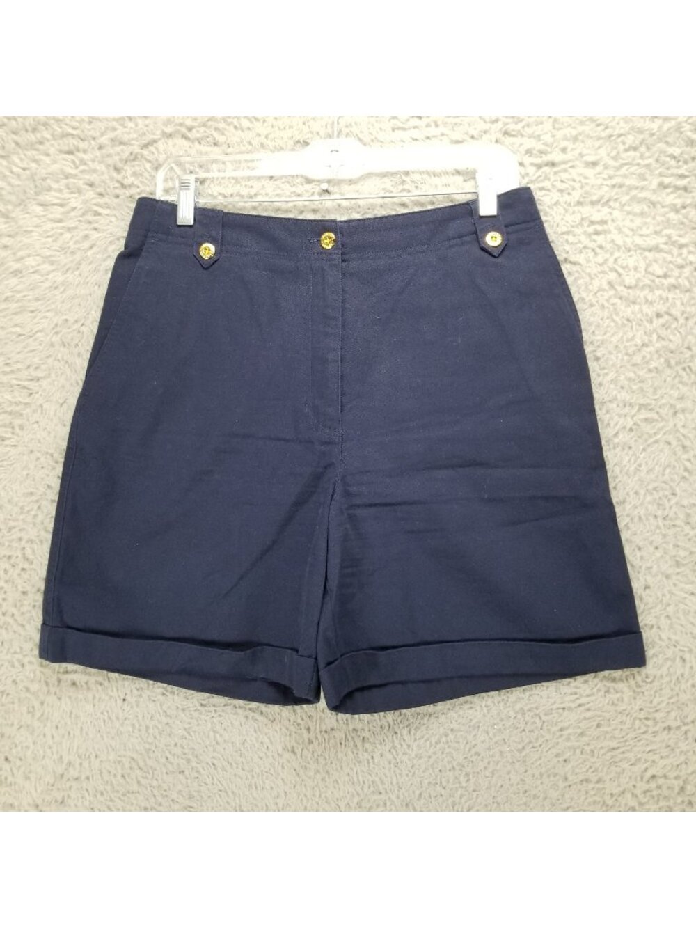 Lauren Ralph Lauren Shorts Womens 8 Blue 100% Cotton High Rise Cuffed Bermuda